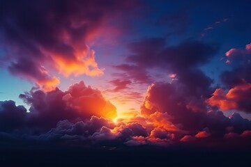 Obraz na płótnie Canvas Beautiful background of the evening blue sky with colorful. Generative AI.