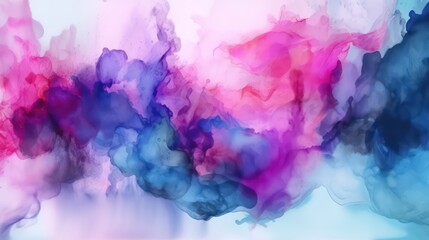 Abstract watercolor background. Blue purple pink aquarell. Generative AI.