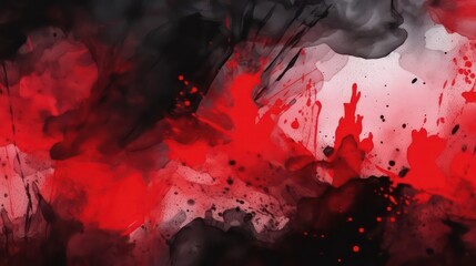 Black red abstract background. Hand painted watercolor,watercolour wallpaper background. Generative AI.