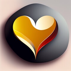 golden heart on a red background