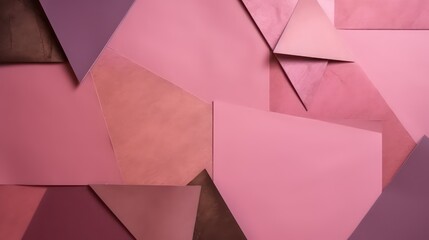 Composition from pink old colored paper. Abstract geometric wallpaper background. Generative AI.