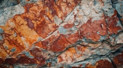 Grunge background. Rock texture with cracks. Red brown grunge wallpaper background. Generative AI.