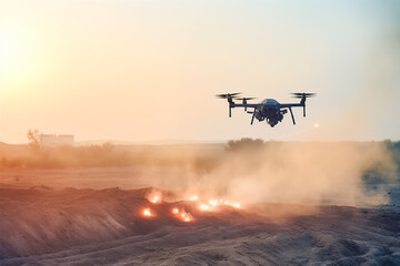 Fototapeta na wymiar Drone on the battlefield.