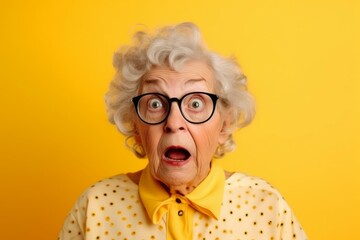 Surprised shock old female. Generate Ai - obrazy, fototapety, plakaty