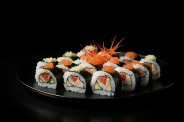 Sushi roll set plate. Generate Ai