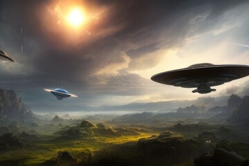 ufo flying above the earth, generative ai