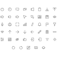 Vector of Essential UI 2 Icon Set Thin. Perfect for user interface, new application.