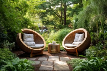 Backyard chair nature. Generate Ai