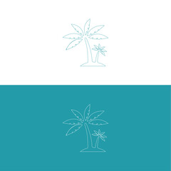 Summer plam tree with wave minimalist blue logo design icon vector,palm tree logo vector icon illustration,palm tree logo vector icon,Palm tree logo template vector,