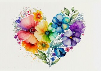 Valentine Postcard, Rainbow Watercolor Design A5 Created with Generative AI Tools