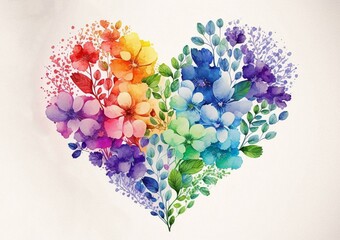 Valentine Postcard, Rainbow Watercolor Design A5 Created with Generative AI Tools
