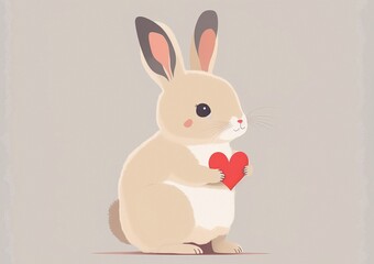 Valentine  Bunny, Postcard Design A5 Created with Generative AI Tools