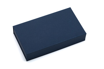Dark blue gift box on white background.