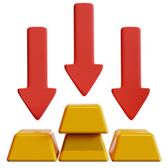 3d gold bar down