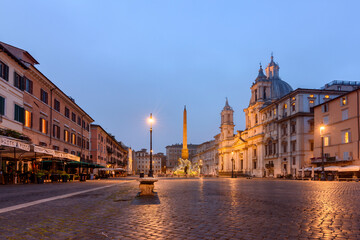 Fototapeta na wymiar Piazza Navona square in center of Rome at dawn, Italy