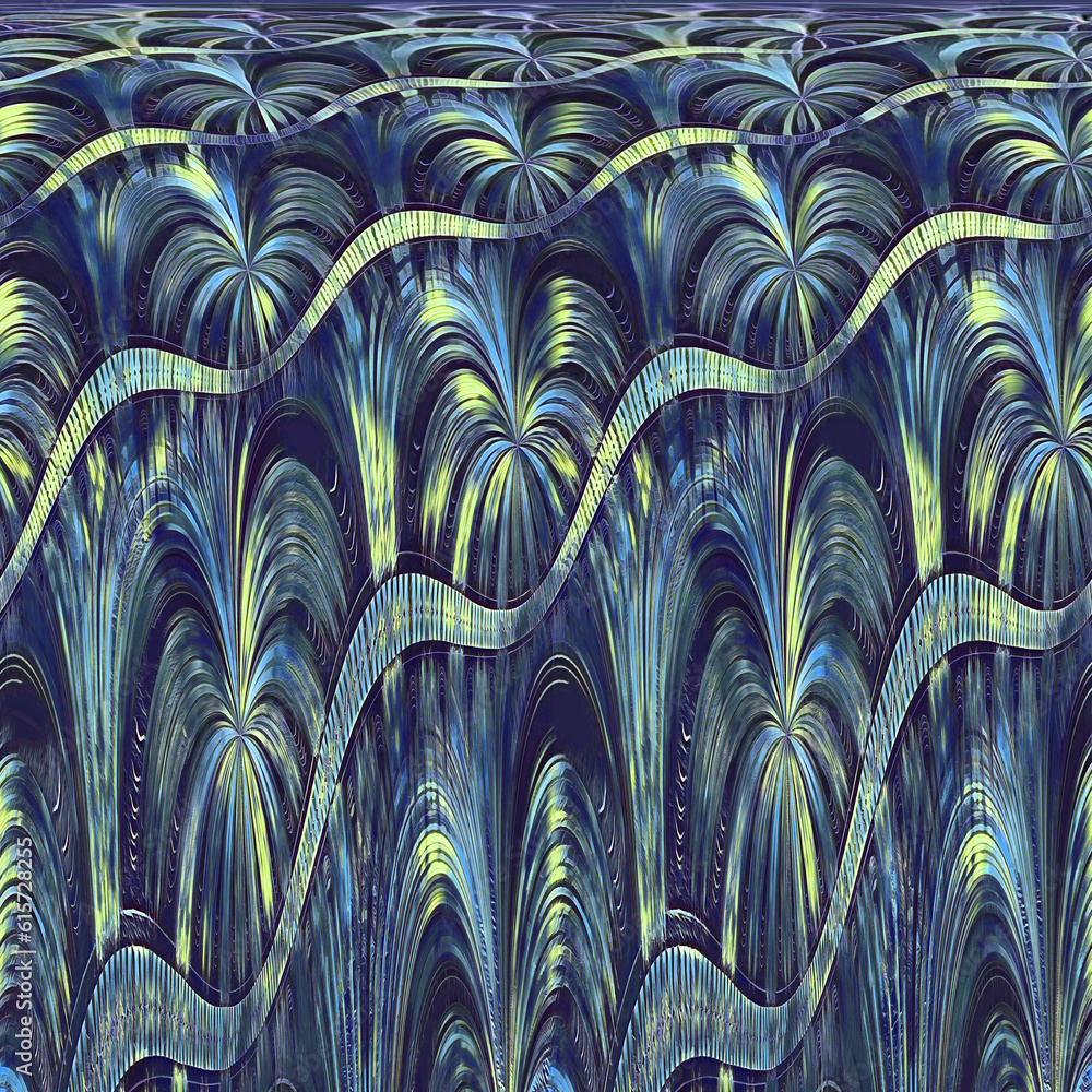Poster creative unique art-deco style pattern and repeating design in grey and blue colours