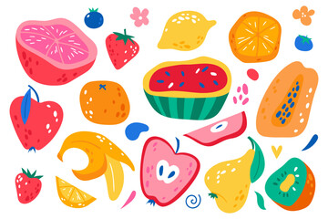 Big vector fruit collection