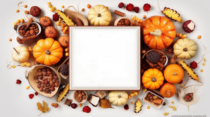 Thanksgiving poster with white background top view Sale Banner Created With Generative AI Technology