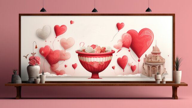 Valentine's Day banner Created With Generative AI Technology