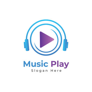 music play logo design vector template design