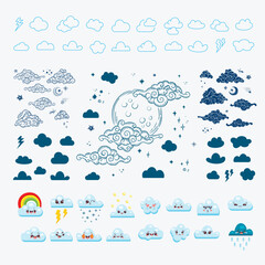 Clouds contour graphic emotional and hand drawn