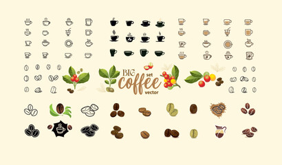 Big vector set on the theme of coffee