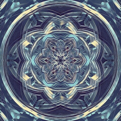 deep frozen blue and grey ice sculpture hexagonal kaleidoscopic pattern and design