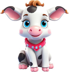 Cute cow in 3D style .