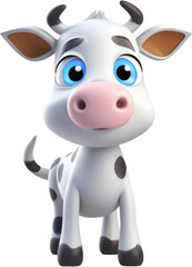 Cute cow in 3D style .