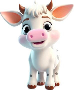 Cute cow in 3D style .