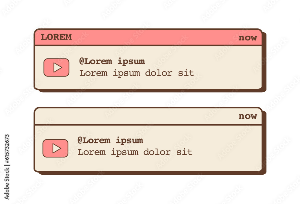 Poster email pop up notification banner in retro colors. mail box computer or phone alert message. nostalgi