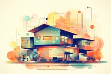 illustration of a modern smart-house with internet of things, ai tools generated image