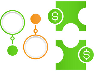 Financial knowledge infographic chart design element set. Abstract vector symbols for infochart with blank copy spaces. Kit with shapes for instructional graphics. Visual data presentation