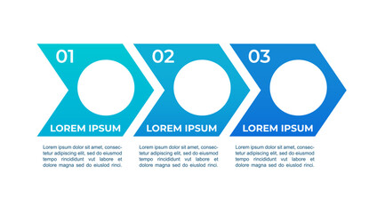 Marketing blue infographic chart design template. Professional management. Abstract infochart with copy space. Instructional graphics with 3 step sequence. Montserrat Bold, Myriad Regular fonts used