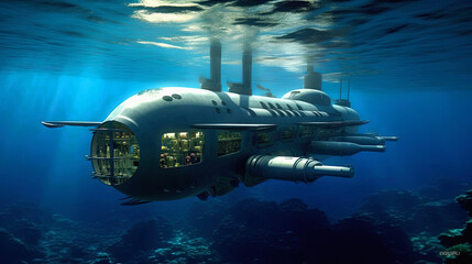 submarine, rescue operation, great depth, ai generative