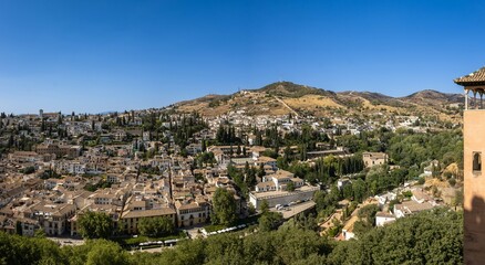 Fototapeta na wymiar A scenic view of the Albacin district of Granada from the Alhambra