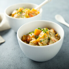 Homemade pumpkin casserole with cream