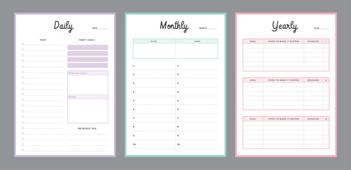 3 set of Daily monthly yearly planner. 