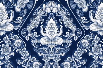 template thai pattern, blue and white color