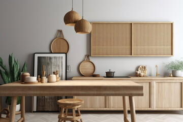 Frame mockup with room interior