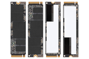 High speed ssd m2 disk for pc on white background. Solid state high-speed drive for a personal computer close-up isolated on a white background.