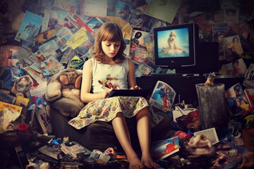 Fototapeta premium Internet addiction Generative AI
