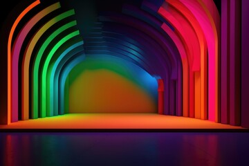 Stand podium wall scene colourful background, geometric shape for product display presentation.