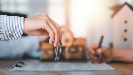 Home insurance concept and bank loan approval contract ,real estate business ,appraisal property value ,Finding location invest in real estate ,mortgages and bank loans ,Buying real estate