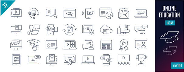 Best collection online education line icons. Book, learning,..
