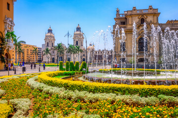Plaza de Armas in Lima city, Peru - obrazy, fototapety, plakaty