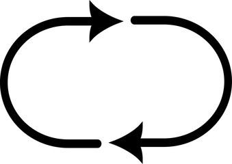 Simple arrow line icon. Stroke pictogram.  Two round thin arrows in a circle. Two identical arrows following each other. Premium quality symbols. Vector sign for mobile app and web sites. Raplacable.