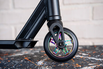  front wheel of stunt scooter or a durable children's stunt scooter