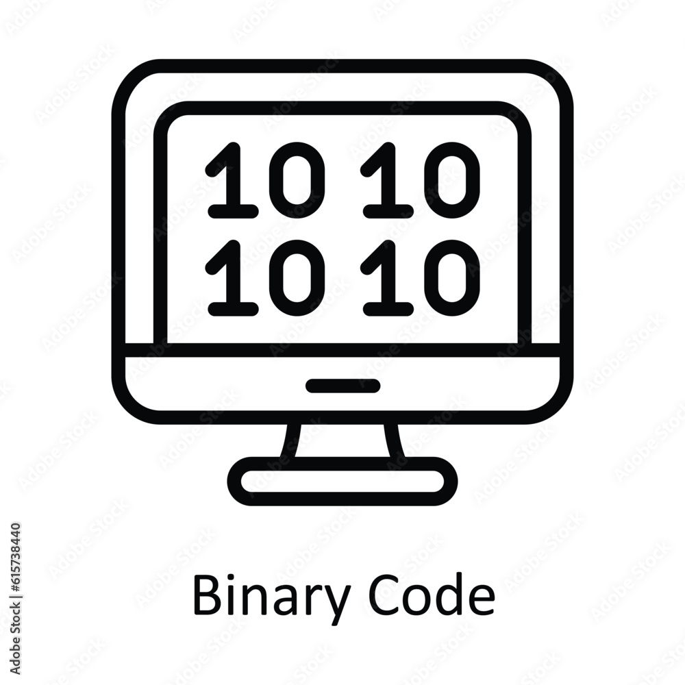 Poster binary code vector outline icon design illustration. cyber security symbol on white background eps 1