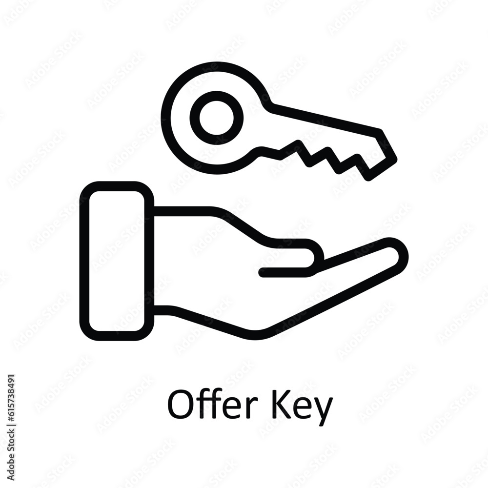 Poster offer key vector outline icon design illustration. cyber security symbol on white background eps 10 